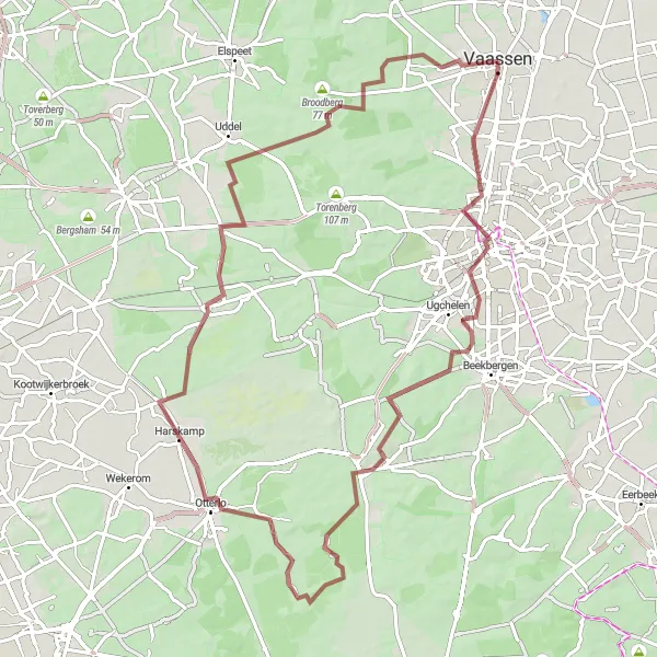 Miniatuurkaart van de fietsinspiratie "Paleis het Loo - Niersen Gravel Route" in Gelderland, Netherlands. Gemaakt door de Tarmacs.app fietsrouteplanner