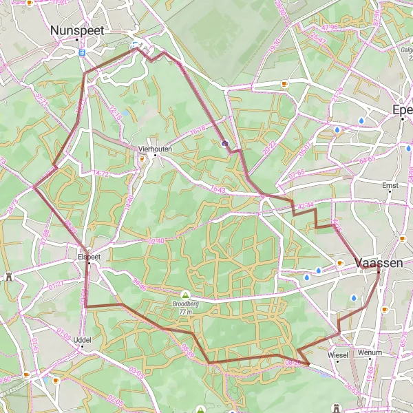 Map miniature of "Elspeet Gravel Adventure" cycling inspiration in Gelderland, Netherlands. Generated by Tarmacs.app cycling route planner