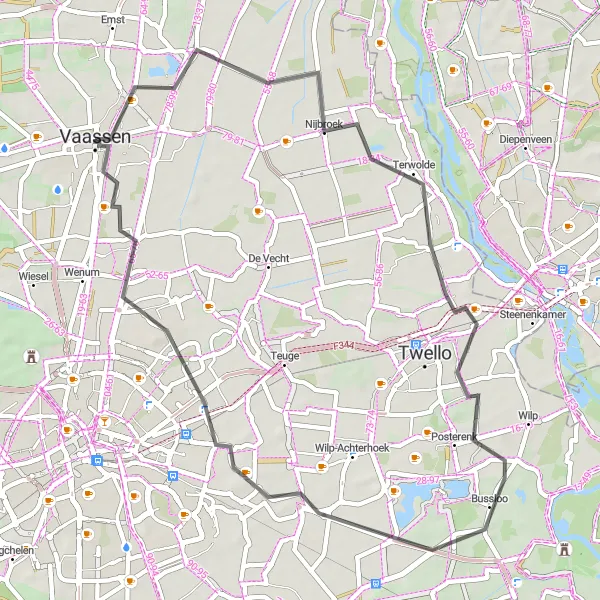 Miniatuurkaart van de fietsinspiratie "Nijbroek - Kasteel Cannenburch Road Route" in Gelderland, Netherlands. Gemaakt door de Tarmacs.app fietsrouteplanner