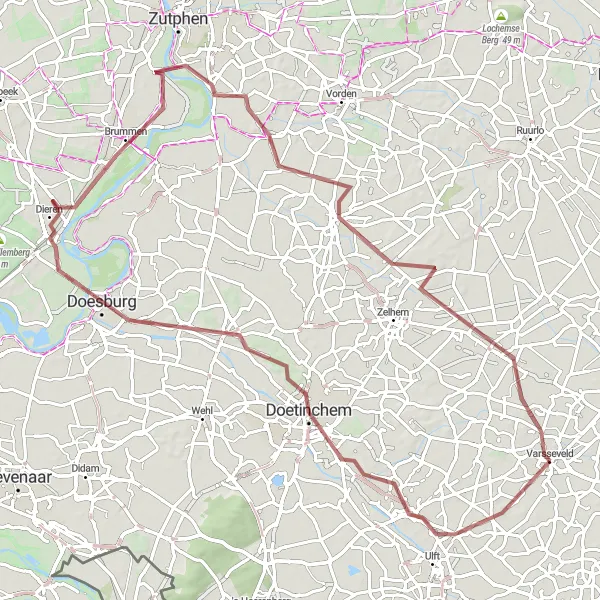 Miniatuurkaart van de fietsinspiratie "Rondje Varsseveld - Gravel Avontuur" in Gelderland, Netherlands. Gemaakt door de Tarmacs.app fietsrouteplanner
