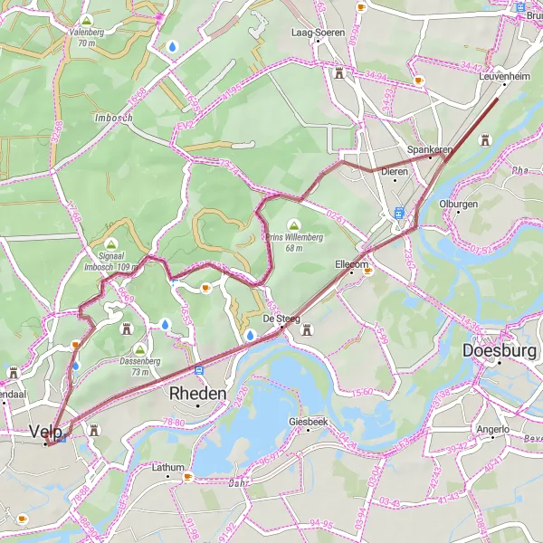 Map miniature of "Scenic Gravel Ride" cycling inspiration in Gelderland, Netherlands. Generated by Tarmacs.app cycling route planner