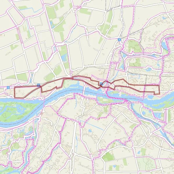 Map miniature of "Gravel route through Gorinchem and Hardinxveld" cycling inspiration in Gelderland, Netherlands. Generated by Tarmacs.app cycling route planner