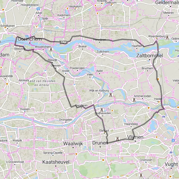 Miniatuurkaart van de fietsinspiratie "Historische Dorpjes Fietstocht" in Gelderland, Netherlands. Gemaakt door de Tarmacs.app fietsrouteplanner