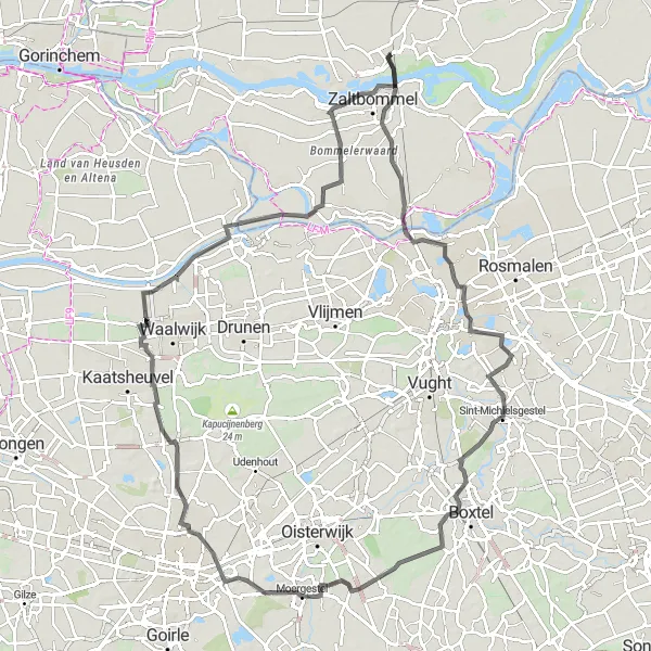 Map miniature of "Hedel Excursion" cycling inspiration in Gelderland, Netherlands. Generated by Tarmacs.app cycling route planner