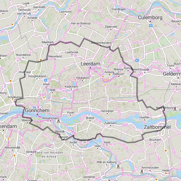 Map miniature of "Castle Discovery" cycling inspiration in Gelderland, Netherlands. Generated by Tarmacs.app cycling route planner