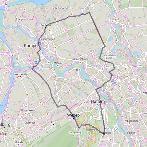 Miniatuurkaart van de fietsinspiratie "Fietsen rond Wapenveld" in Gelderland, Netherlands. Gemaakt door de Tarmacs.app fietsrouteplanner
