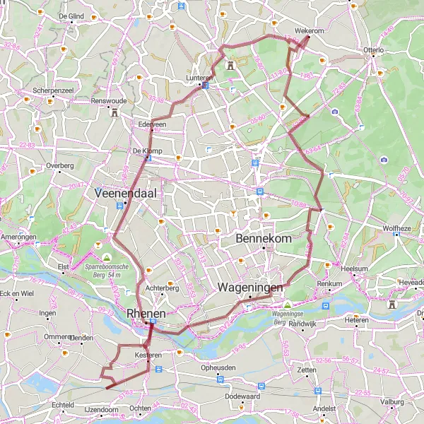 Miniatuurkaart van de fietsinspiratie "Historische route door de Gelderse Vallei" in Gelderland, Netherlands. Gemaakt door de Tarmacs.app fietsrouteplanner