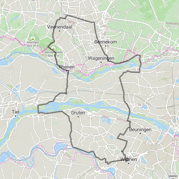 Miniatuurkaart van de fietsinspiratie "Kasteelroute Wijchen-Batenburg" in Gelderland, Netherlands. Gemaakt door de Tarmacs.app fietsrouteplanner
