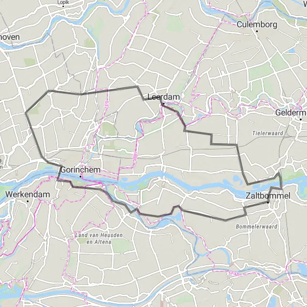 Miniatuurkaart van de fietsinspiratie "Gameren en Leerdam Fietstocht" in Gelderland, Netherlands. Gemaakt door de Tarmacs.app fietsrouteplanner