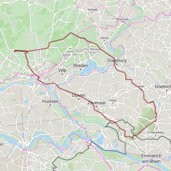 Map miniature of "Montferland Loop" cycling inspiration in Gelderland, Netherlands. Generated by Tarmacs.app cycling route planner