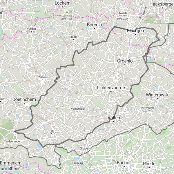 Miniatuurkaart van de fietsinspiratie "Achterhoek Kastelenroute" in Gelderland, Netherlands. Gemaakt door de Tarmacs.app fietsrouteplanner