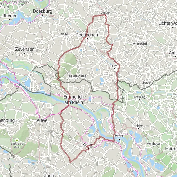 Map miniature of "De Graaf van Zelhem" cycling inspiration in Gelderland, Netherlands. Generated by Tarmacs.app cycling route planner
