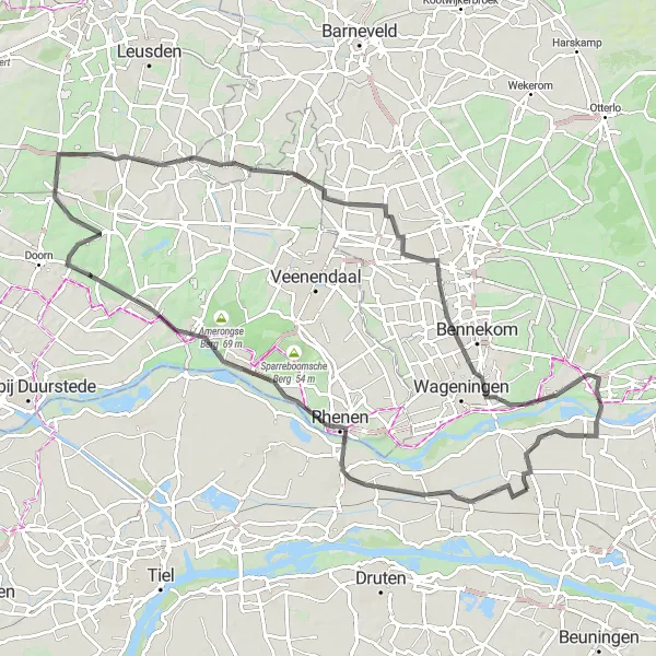 Map miniature of "Historical Odyssey" cycling inspiration in Gelderland, Netherlands. Generated by Tarmacs.app cycling route planner