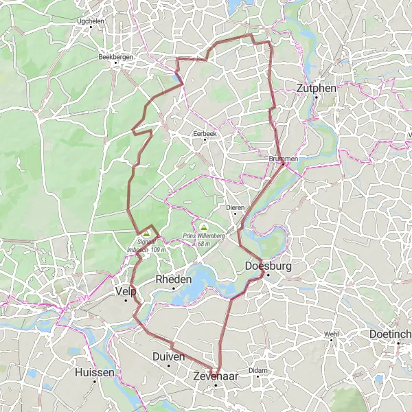 Miniatuurkaart van de fietsinspiratie "Posbank Adventure Trail" in Gelderland, Netherlands. Gemaakt door de Tarmacs.app fietsrouteplanner