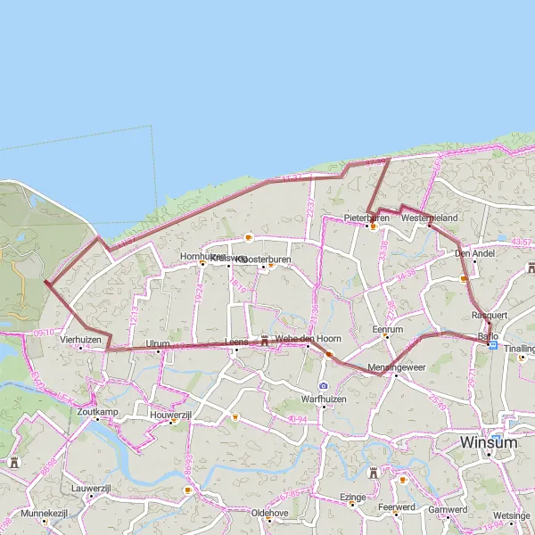 Map miniature of "Nature and History" cycling inspiration in Groningen, Netherlands. Generated by Tarmacs.app cycling route planner