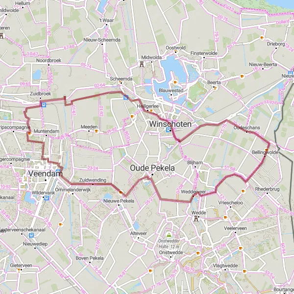 Miniatuurkaart van de fietsinspiratie "Historisch Winschoten" in Groningen, Netherlands. Gemaakt door de Tarmacs.app fietsrouteplanner