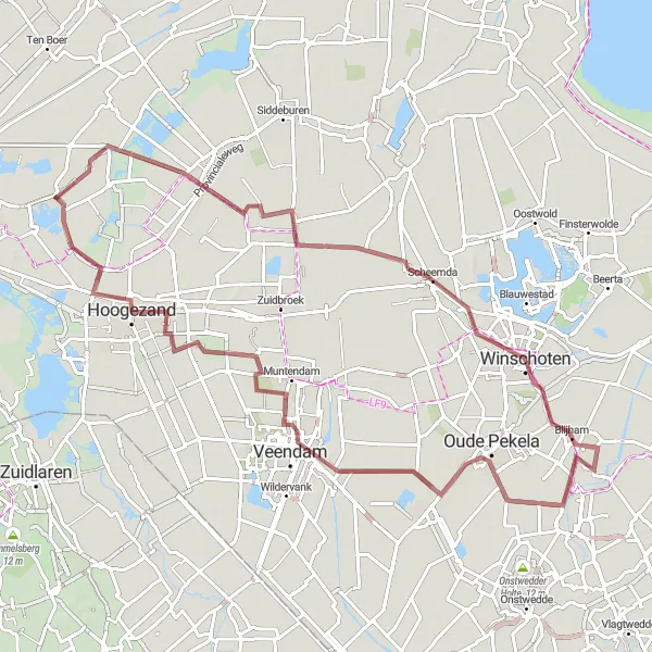 Miniatuurkaart van de fietsinspiratie "Grindtour Oude Pekela" in Groningen, Netherlands. Gemaakt door de Tarmacs.app fietsrouteplanner