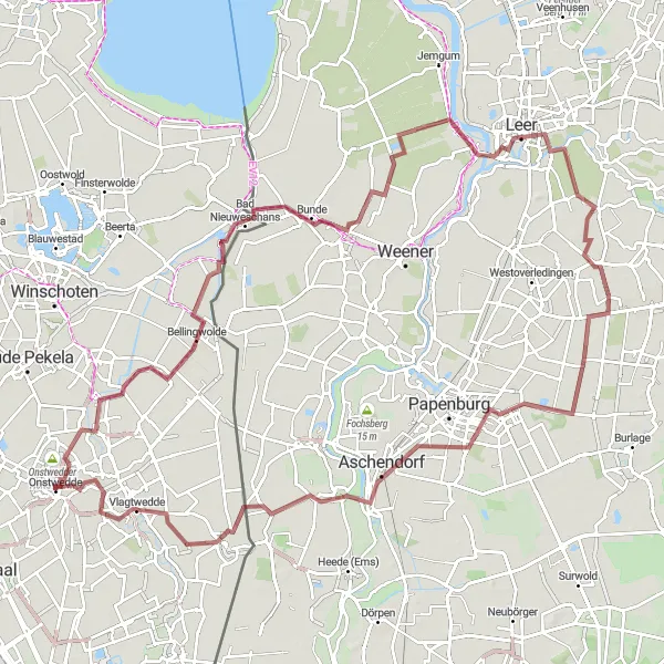 Miniatuurkaart van de fietsinspiratie "Gravelroute rond Onstwedde en Bourtange" in Groningen, Netherlands. Gemaakt door de Tarmacs.app fietsrouteplanner