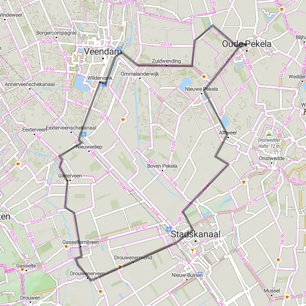 Map miniature of "Northern Groningen Loop" cycling inspiration in Groningen, Netherlands. Generated by Tarmacs.app cycling route planner