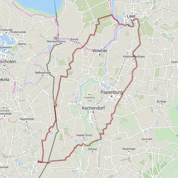 Map miniature of "Bourtange Gravel Adventure" cycling inspiration in Groningen, Netherlands. Generated by Tarmacs.app cycling route planner