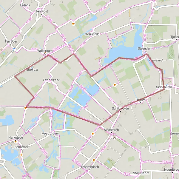 Miniatuurkaart van de fietsinspiratie "Gravel Avonturen: Siddeburen naar Steendam" in Groningen, Netherlands. Gemaakt door de Tarmacs.app fietsrouteplanner