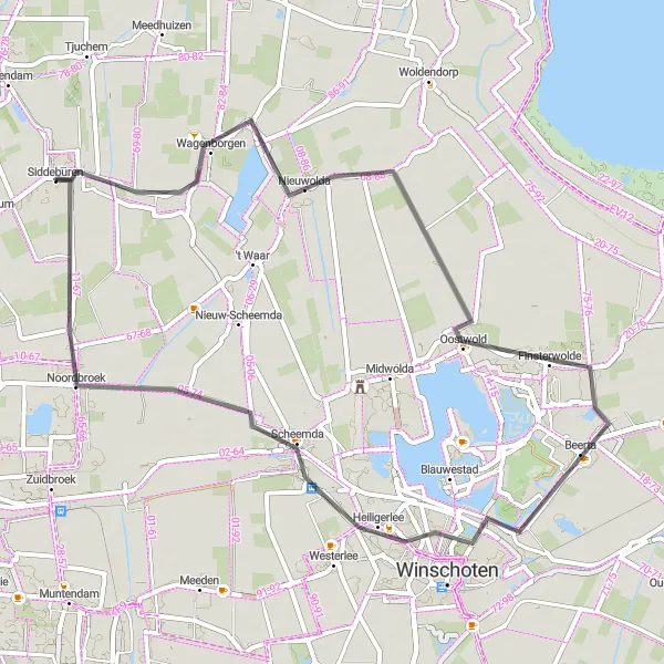 Miniatuurkaart van de fietsinspiratie "Ontdekkingstocht langs Scheemda en Noordbroek" in Groningen, Netherlands. Gemaakt door de Tarmacs.app fietsrouteplanner