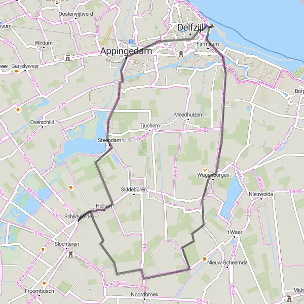 Miniatuurkaart van de fietsinspiratie "Historische Roadtrip in Noord-Groningen" in Groningen, Netherlands. Gemaakt door de Tarmacs.app fietsrouteplanner