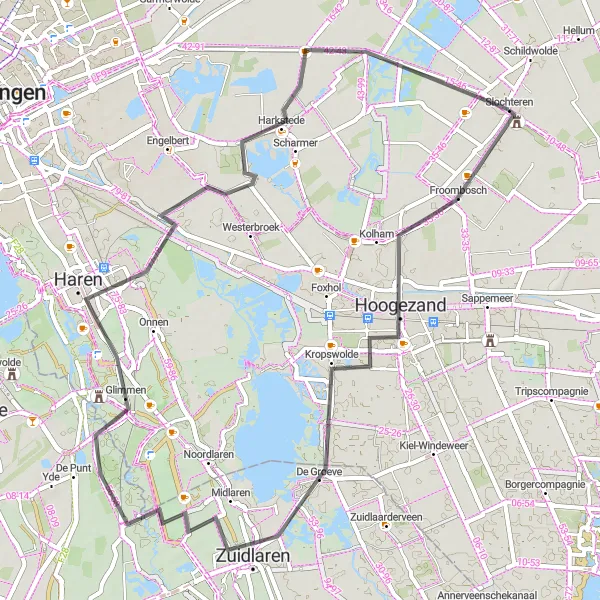 Miniatuurkaart van de fietsinspiratie "Rondje Hoogezand - Denemarken" in Groningen, Netherlands. Gemaakt door de Tarmacs.app fietsrouteplanner