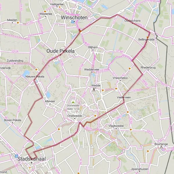 Miniatuurkaart van de fietsinspiratie "Groningen Highlights Gravel Tour" in Groningen, Netherlands. Gemaakt door de Tarmacs.app fietsrouteplanner