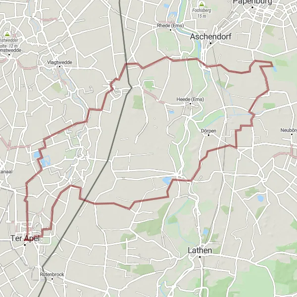 Map miniature of "Jipsinghuizen and Borsumer Berge Gravel Route" cycling inspiration in Groningen, Netherlands. Generated by Tarmacs.app cycling route planner
