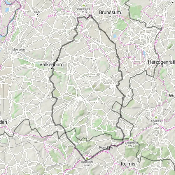 Map miniature of "Amstenrade Castle and Legendary Climbs" cycling inspiration in Limburg (NL), Netherlands. Generated by Tarmacs.app cycling route planner