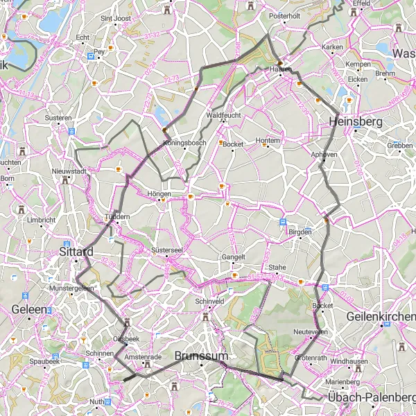 Map miniature of "Windraak Loop with Scenic Views" cycling inspiration in Limburg (NL), Netherlands. Generated by Tarmacs.app cycling route planner