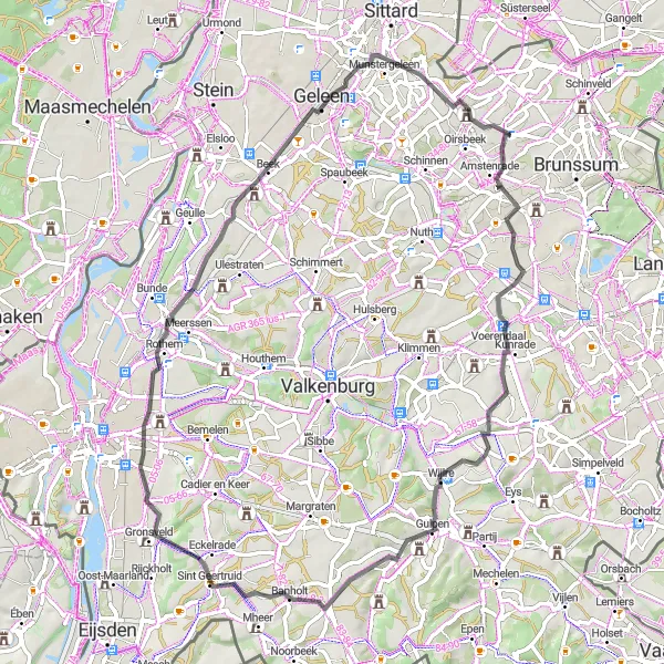 Map miniature of "Rural Limburg" cycling inspiration in Limburg (NL), Netherlands. Generated by Tarmacs.app cycling route planner