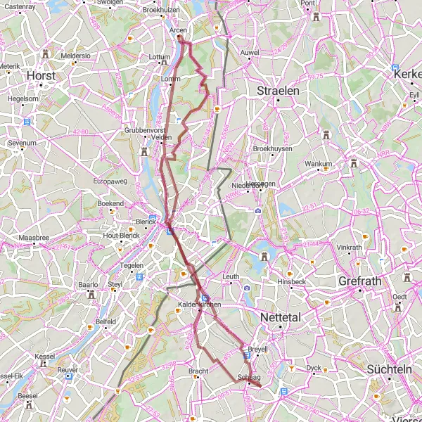 Map miniature of "Gravel Adventure" cycling inspiration in Limburg (NL), Netherlands. Generated by Tarmacs.app cycling route planner