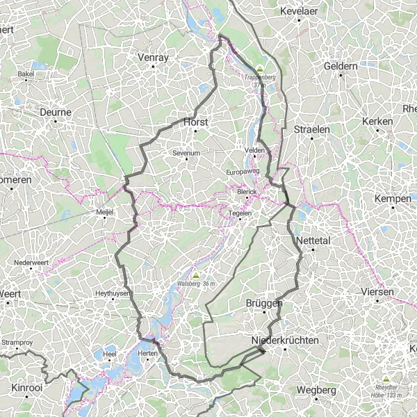 Map miniature of "Scenic Limburg" cycling inspiration in Limburg (NL), Netherlands. Generated by Tarmacs.app cycling route planner