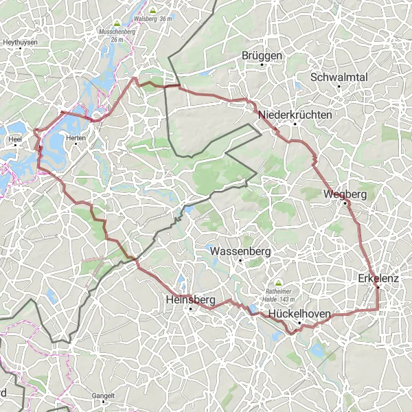 Map miniature of "Hidden Castles and Natural Wonders" cycling inspiration in Limburg (NL), Netherlands. Generated by Tarmacs.app cycling route planner