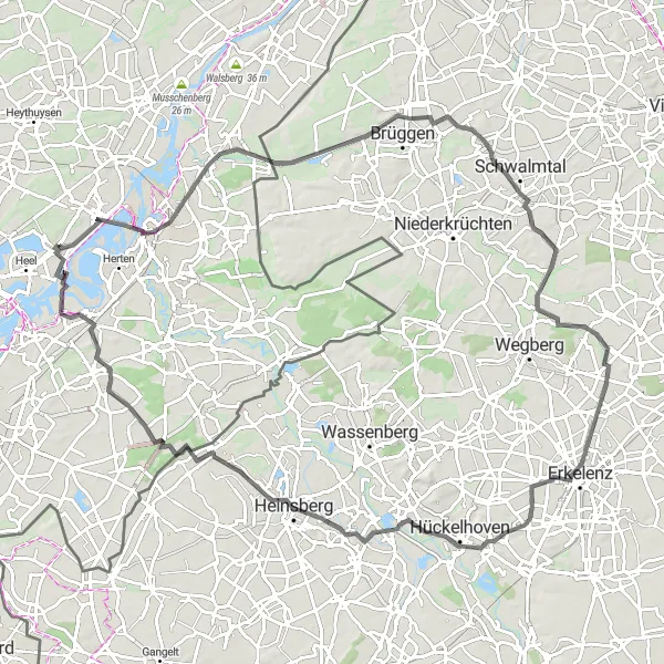 Map miniature of "Scenic Road Adventure" cycling inspiration in Limburg (NL), Netherlands. Generated by Tarmacs.app cycling route planner