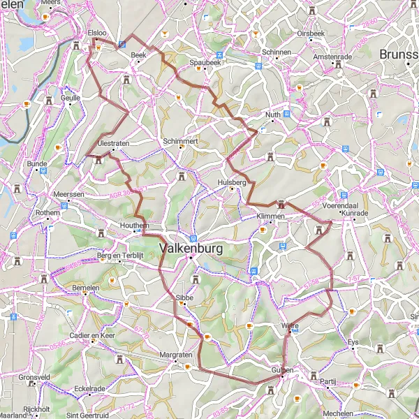 Map miniature of "Scenic Gravel Ride in Limburg" cycling inspiration in Limburg (NL), Netherlands. Generated by Tarmacs.app cycling route planner