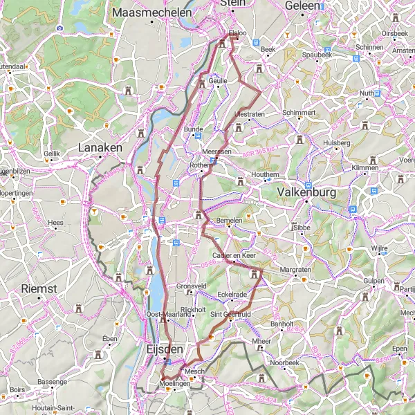 Miniatuurkaart van de fietsinspiratie "Avontuurlijke gravelroute naar Slavante en Berg" in Limburg (NL), Netherlands. Gemaakt door de Tarmacs.app fietsrouteplanner