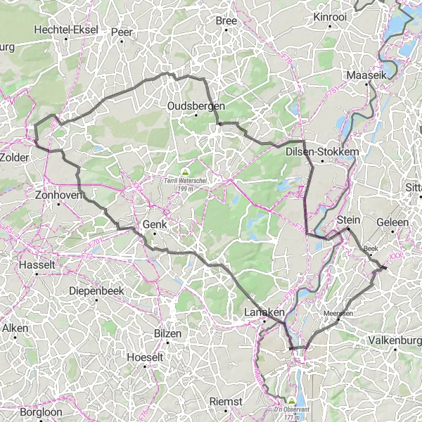 Miniatuurkaart van de fietsinspiratie "Historische route door Zuid-Limburg" in Limburg (NL), Netherlands. Gemaakt door de Tarmacs.app fietsrouteplanner