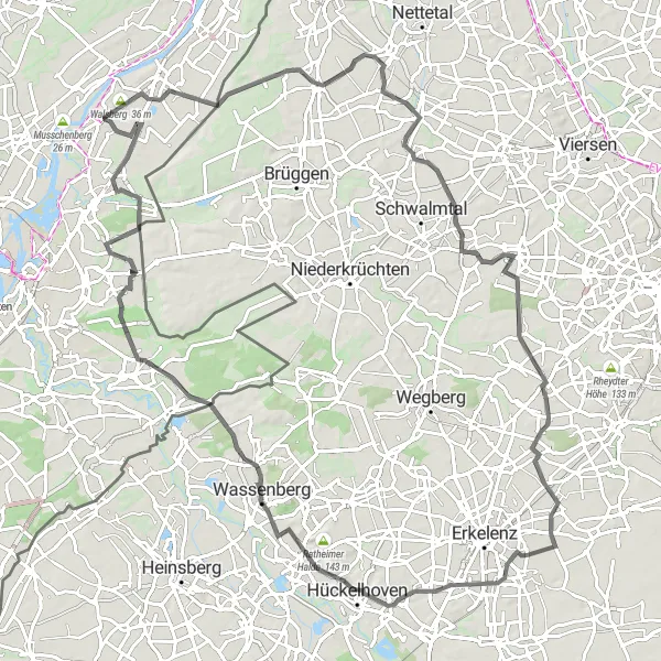 Map miniature of "Beesel and Beyond" cycling inspiration in Limburg (NL), Netherlands. Generated by Tarmacs.app cycling route planner