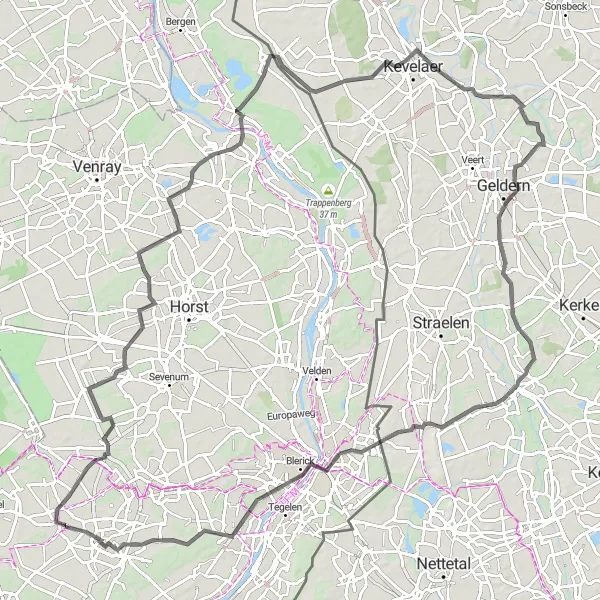 Map miniature of "Beringe Amusement Ride" cycling inspiration in Limburg (NL), Netherlands. Generated by Tarmacs.app cycling route planner