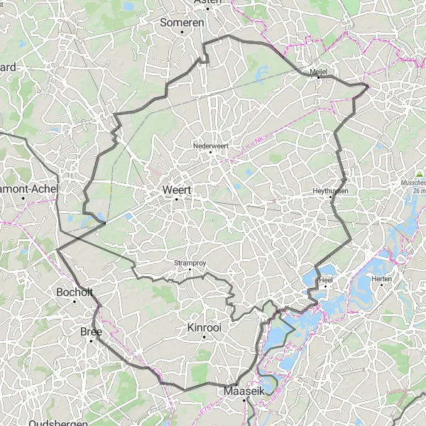 Map miniature of "The Nijken Epic Challenge" cycling inspiration in Limburg (NL), Netherlands. Generated by Tarmacs.app cycling route planner