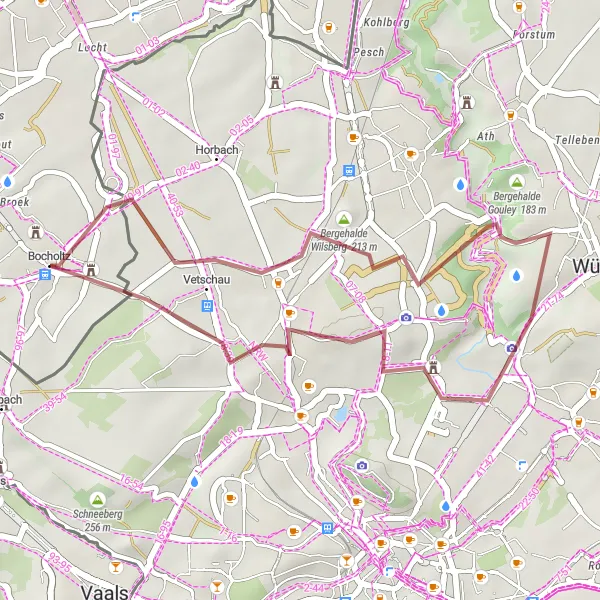 Miniatuurkaart van de fietsinspiratie "Gravel Avontuur" in Limburg (NL), Netherlands. Gemaakt door de Tarmacs.app fietsrouteplanner