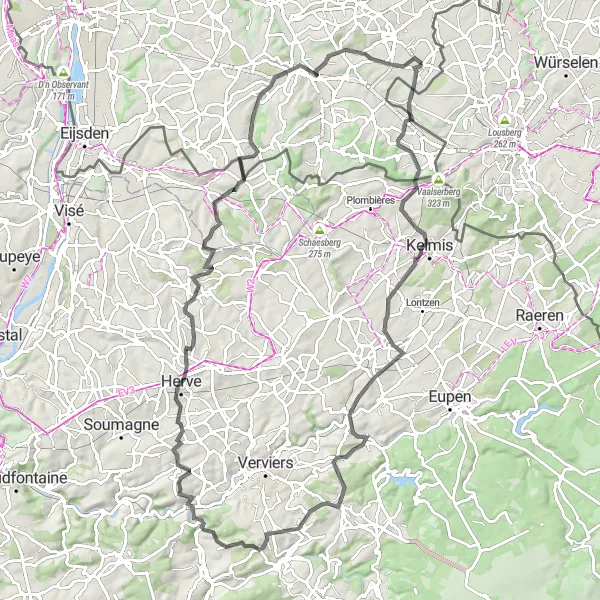 Miniatuurkaart van de fietsinspiratie "Epische tocht door de Ardennen en Zuid-Limburg" in Limburg (NL), Netherlands. Gemaakt door de Tarmacs.app fietsrouteplanner