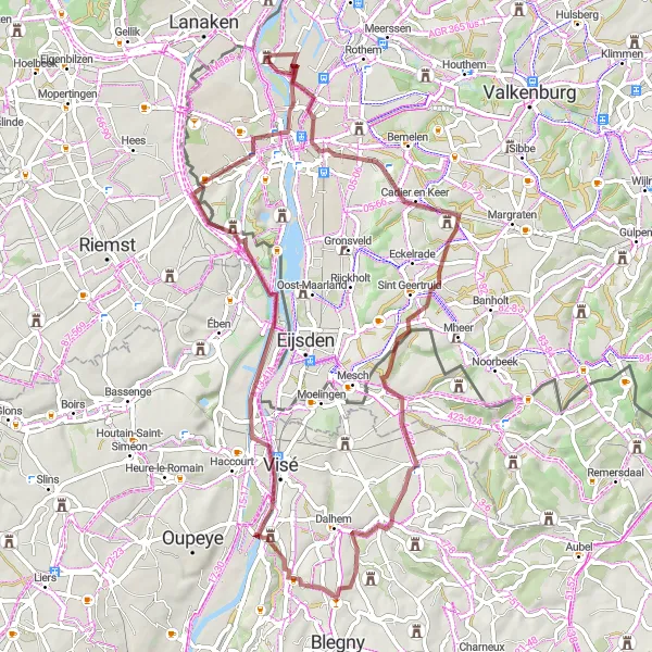 Map miniature of "Exploring the Countryside" cycling inspiration in Limburg (NL), Netherlands. Generated by Tarmacs.app cycling route planner