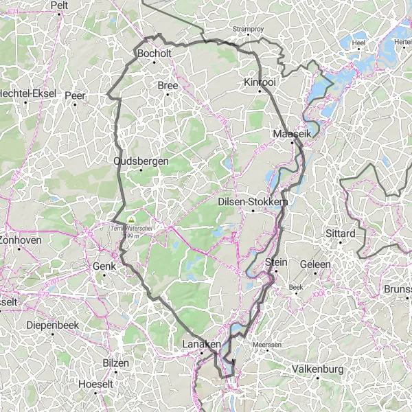 Map miniature of "Scenic Beauty and Cultural Heritage" cycling inspiration in Limburg (NL), Netherlands. Generated by Tarmacs.app cycling route planner