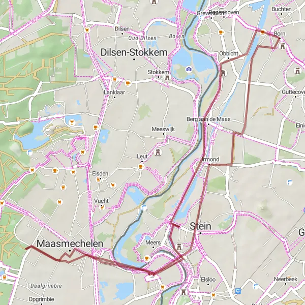 Map miniature of "Gravel Adventure in Limburg" cycling inspiration in Limburg (NL), Netherlands. Generated by Tarmacs.app cycling route planner