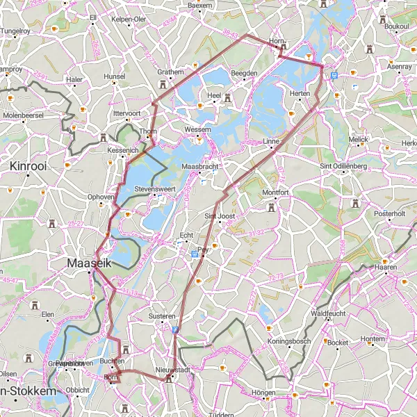 Map miniature of "Discover the Dutch-Belgian Border" cycling inspiration in Limburg (NL), Netherlands. Generated by Tarmacs.app cycling route planner