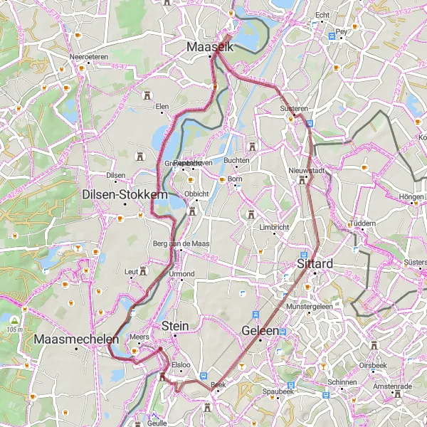 Map miniature of "Gravel Adventure Loop" cycling inspiration in Limburg (NL), Netherlands. Generated by Tarmacs.app cycling route planner